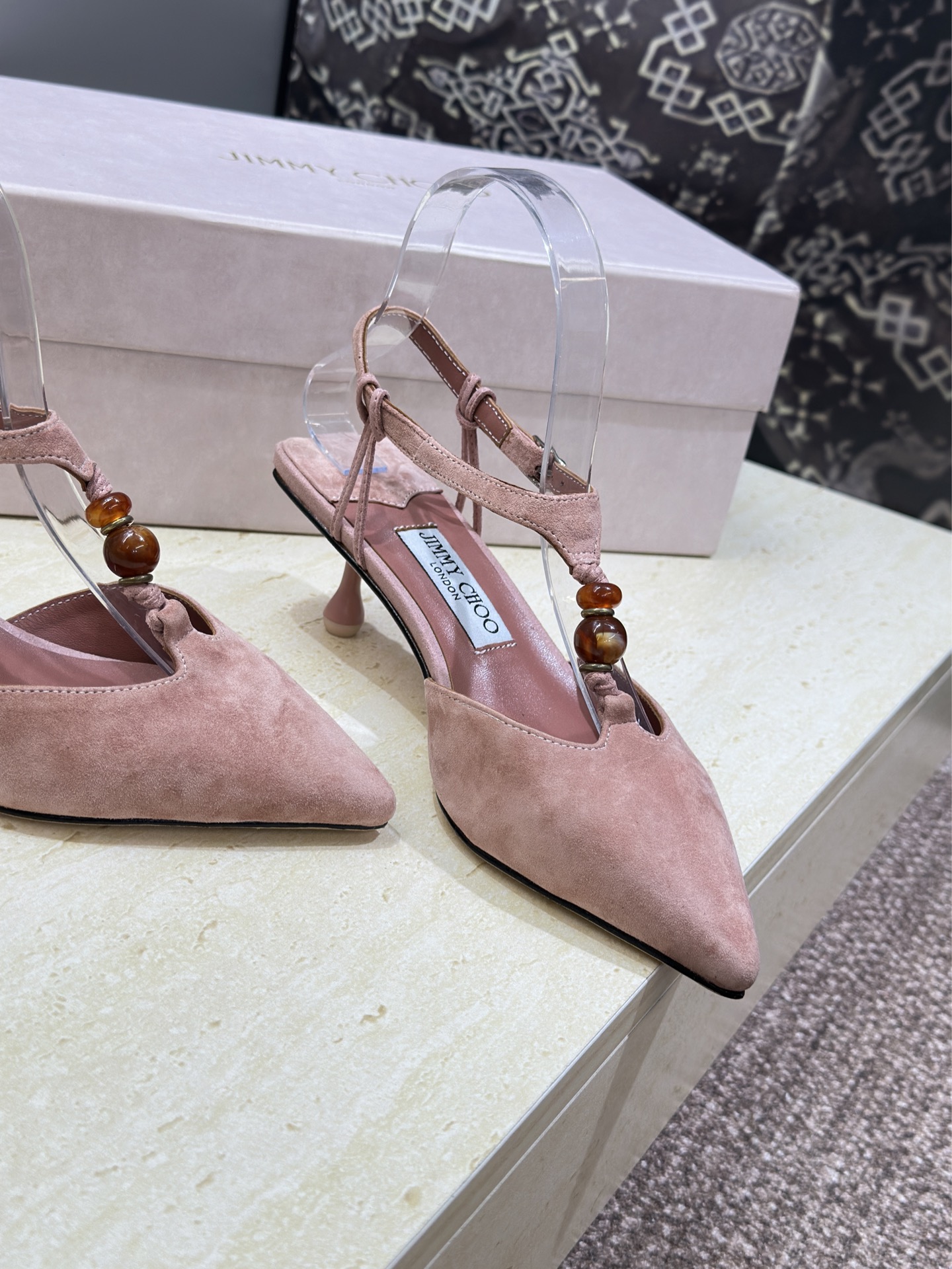 周仰杰Jimmy Choo 2026早春新款时尚拼色女鞋 吉米周JC明星同款字母logo五金扣中跟尖头串