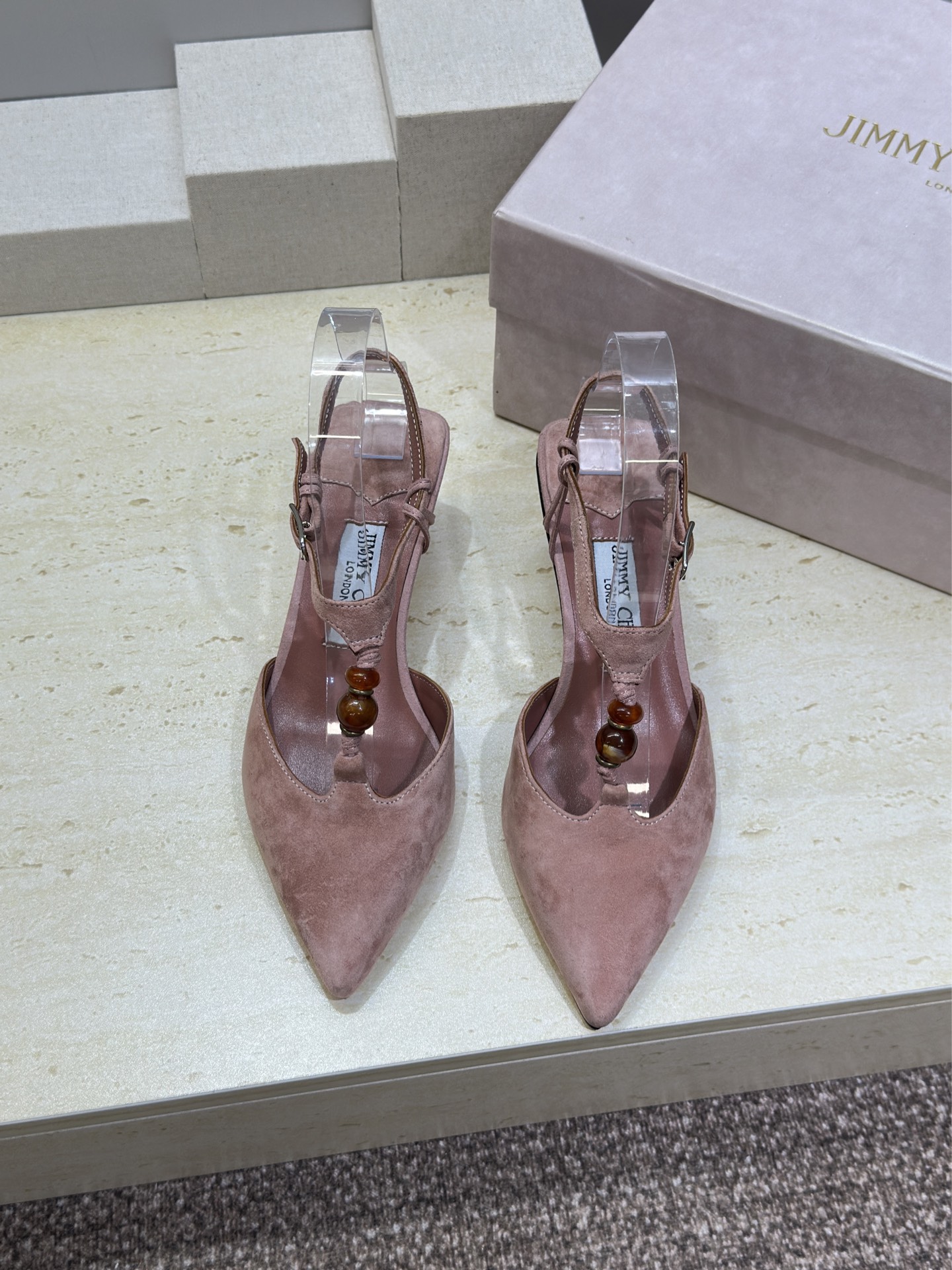 周仰杰Jimmy Choo 2026早春新款时尚拼色女鞋 吉米周JC明星同款字母logo五金扣中跟尖头串