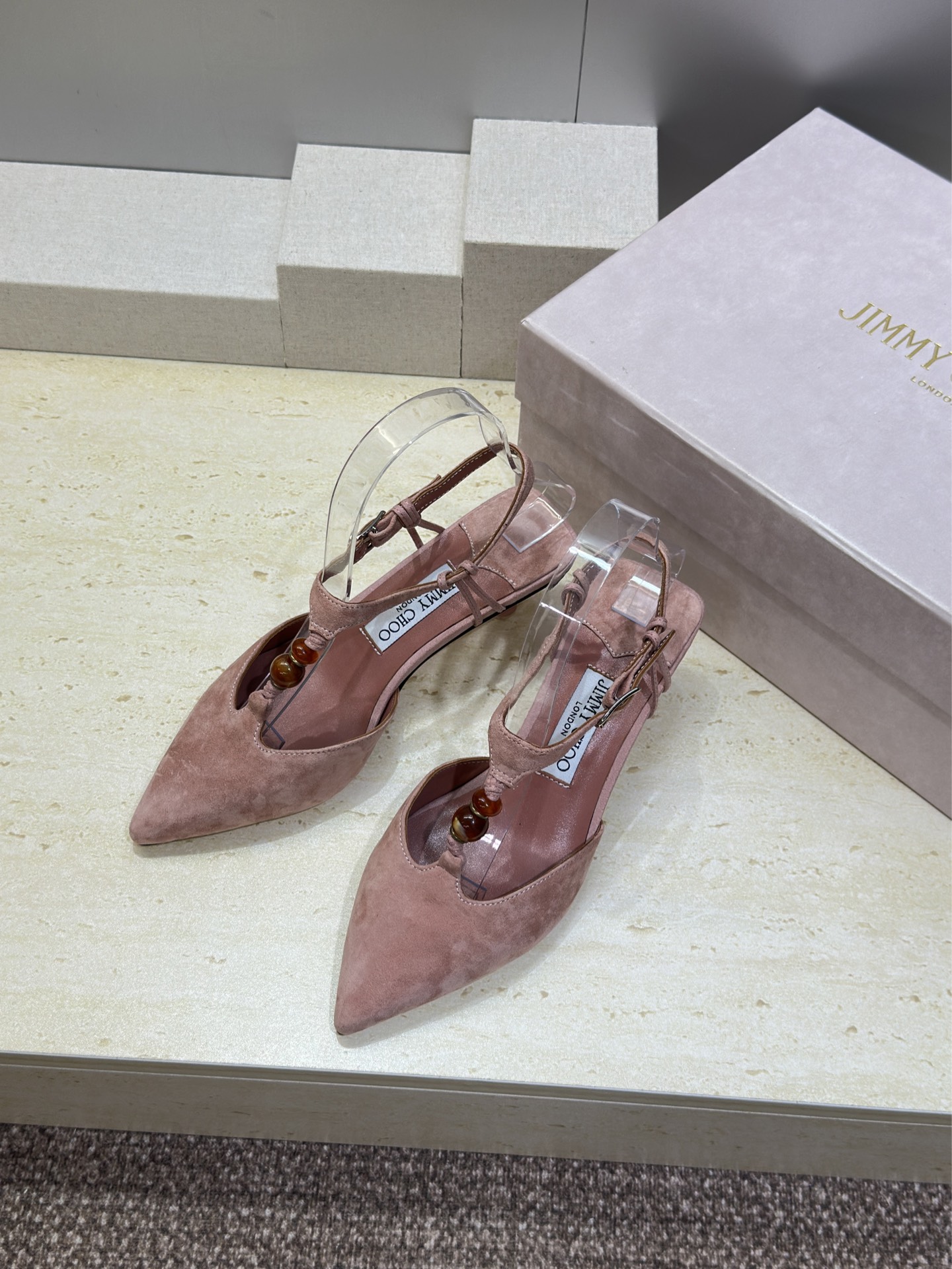 周仰杰Jimmy Choo 2026早春新款时尚拼色女鞋 吉米周JC明星同款字母logo五金扣中跟尖头串