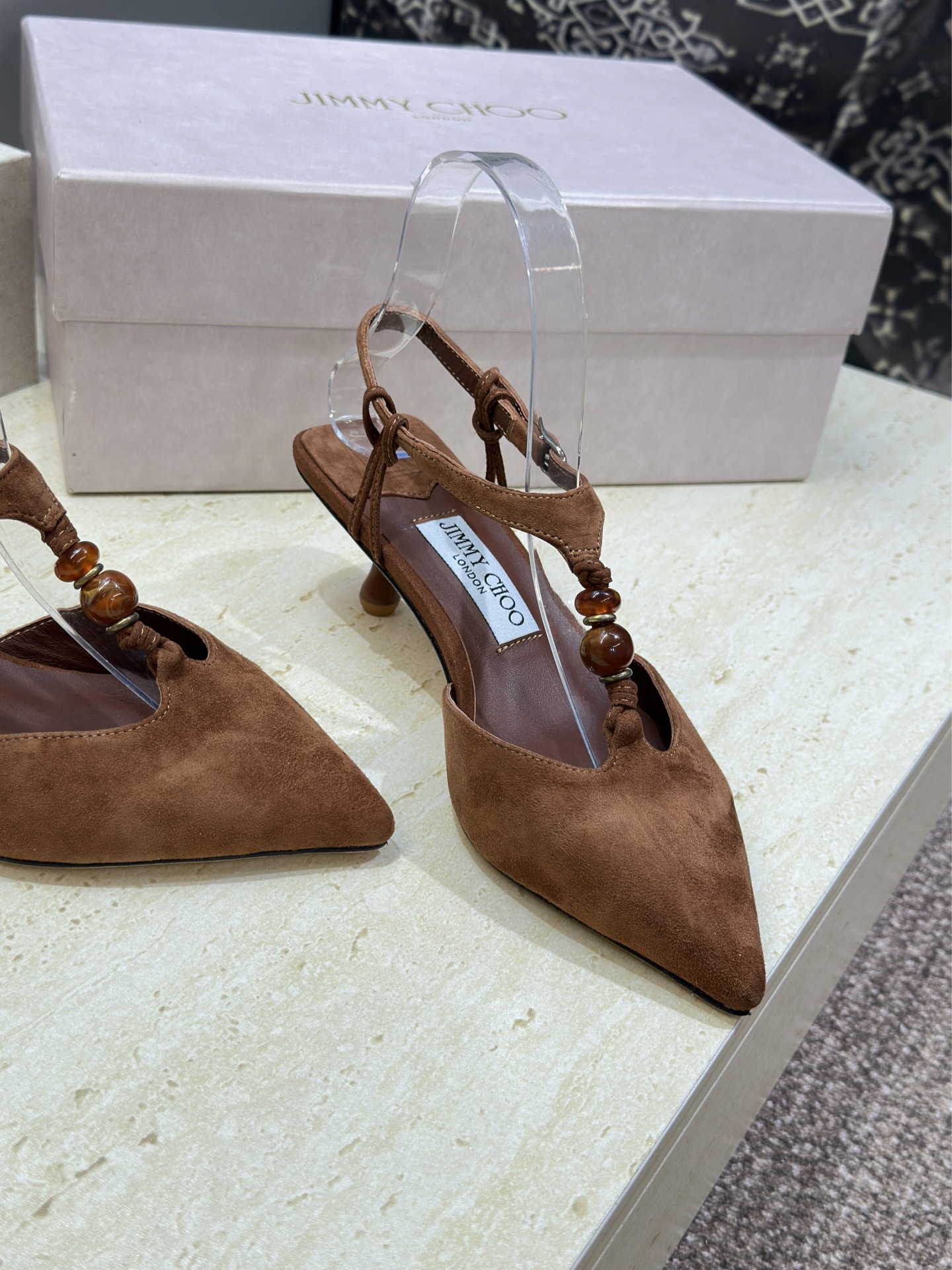 周仰杰Jimmy Choo 2026早春新款时尚拼色女鞋 吉米周JC明星同款字母logo五金扣中跟尖头串