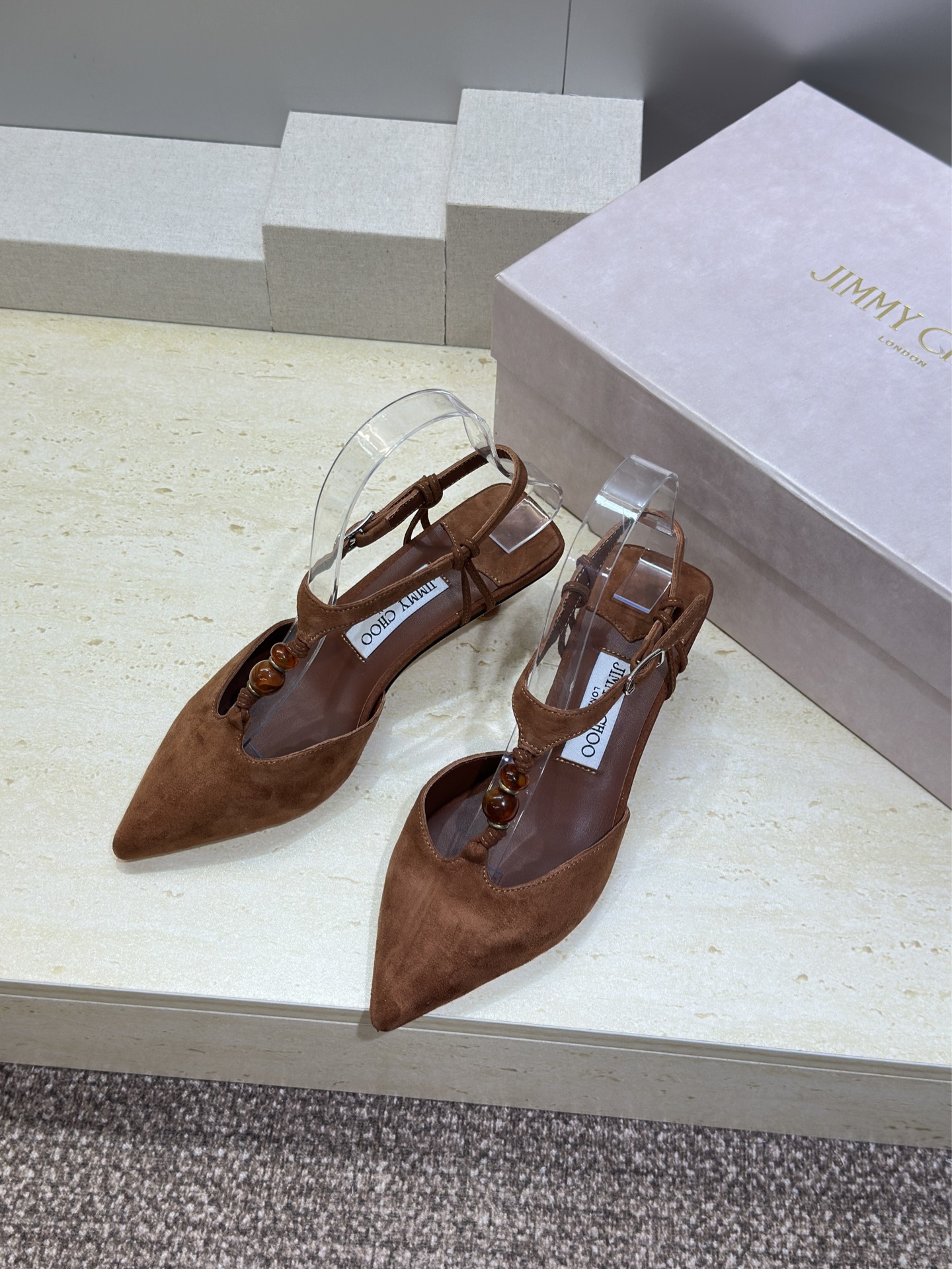 周仰杰Jimmy Choo 2026早春新款时尚拼色女鞋 吉米周JC明星同款字母logo五金扣中跟尖头串