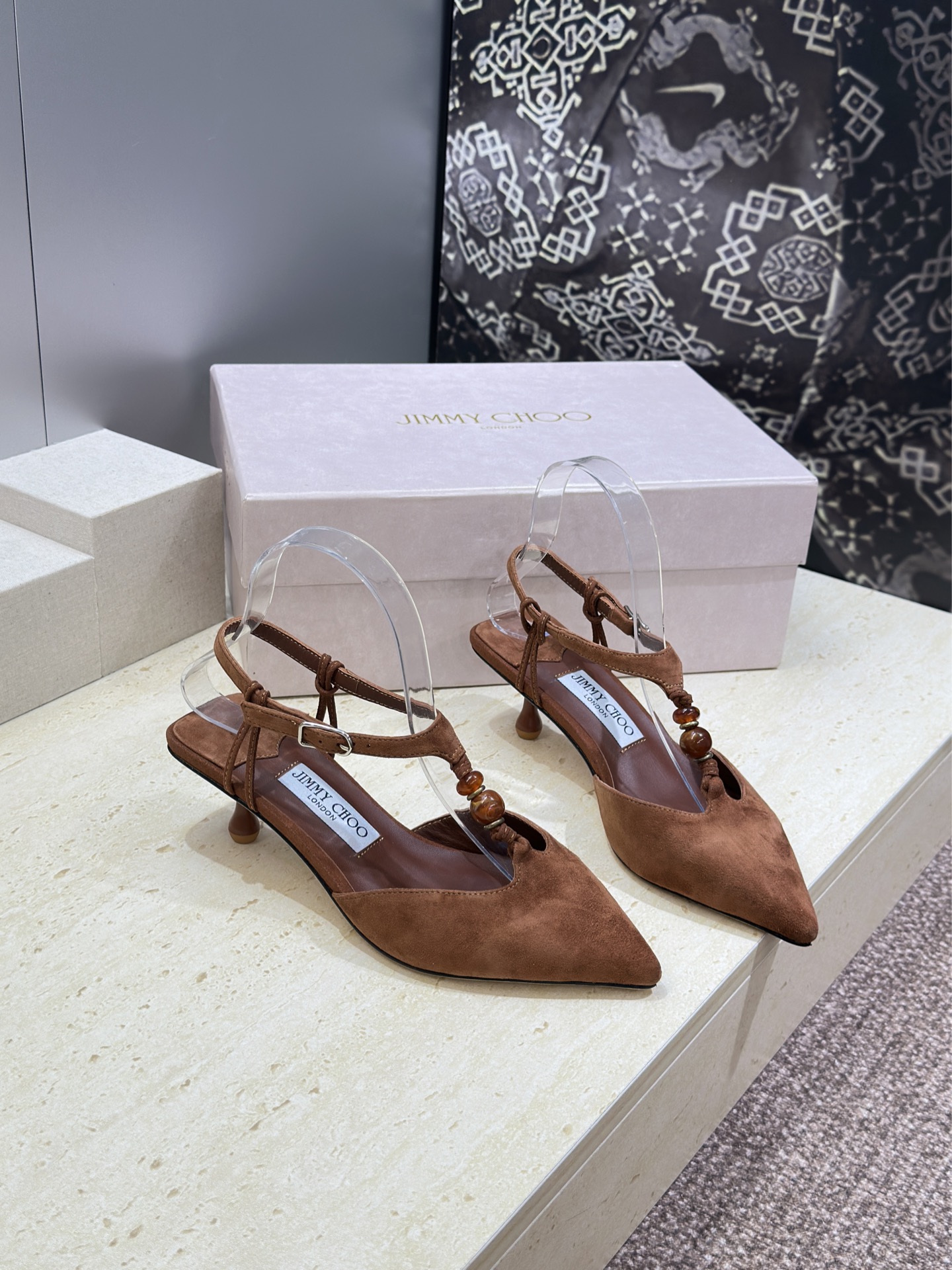 周仰杰Jimmy Choo 2026早春新款时尚拼色女鞋 吉米周JC明星同款字母logo五金扣中跟尖头串