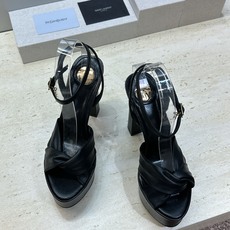 Saint Laurent 圣罗兰 2026春夏新款防水台恨太高交叉带气场高跟女鞋 YSL字母logo五 Saint Laurent 圣罗兰 2026春夏新款防水台恨太高交叉带气场高跟女鞋 YSL字母logo五