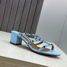 Aquazzura 2026春夏新款水钻中跟拼色女鞋 菠萝鞋字母logo五金扣粗跟圆头露趾凉拖鞋 材质:鞋面进口小牛皮/ Aquazzura 2026春夏新款水钻中跟拼色女鞋 菠萝鞋字母logo五金扣粗跟圆头露趾凉拖鞋 材质:鞋面进口小牛皮/