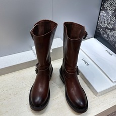 顶级品质 ETHOR 2026秋冬新款游牧风格低跟圆头一脚蹬高筒机车骑士擦色女军靴 材质:鞋面进口小牛皮+水染牛皮内里+ 顶级品质 ETHOR 2026秋冬新款游牧风格低跟圆头一脚蹬高筒机车骑士擦色女军靴 材质:鞋面进口小牛皮+水染牛皮内里+