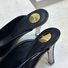 SAINT LAURENT PARIS 圣罗兰2026春夏新款高跟女鞋 YSL字母logo五金扣水晶跟尖头鱼嘴一字拖露 SAINT LAURENT PARIS 圣罗兰2026春夏新款高跟女鞋 YSL字母logo五金扣水晶跟尖头鱼嘴一字拖露