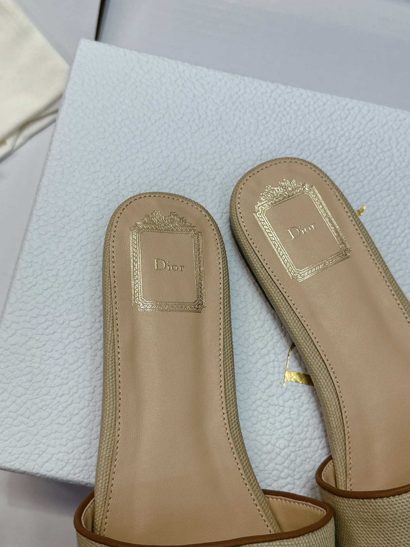 (配全套飞机盒) 迪奥 Dior 2026早春新款Medaillon一字拖女鞋 CD字母logo立体刺绣粗跟圆头露趾凉拖