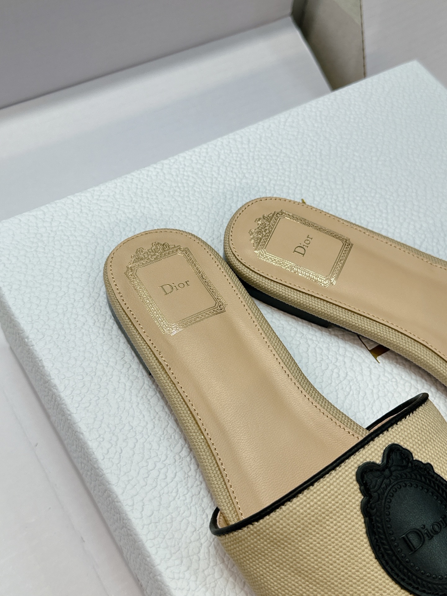 (配全套飞机盒) 迪奥 Dior 2026早春新款Medaillon一字拖女鞋 CD字母logo立体刺绣粗跟圆头露趾凉拖 (配全套飞机盒) 迪奥 Dior 2026早春新款Medaillon一字拖女鞋 CD字母logo立体刺绣粗跟圆头露趾凉拖