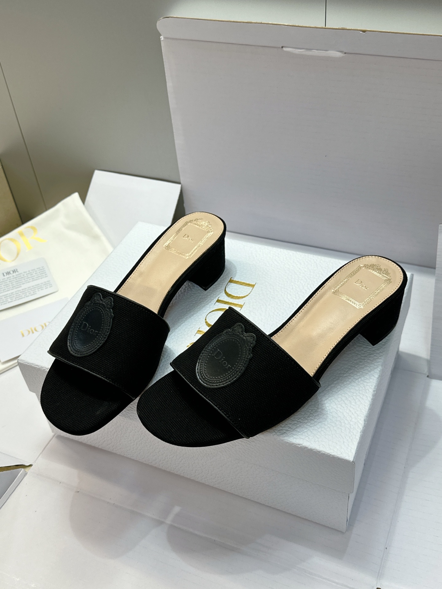 (配全套飞机盒) 迪奥 Dior 2026早春新款Medaillon一字拖女鞋 CD字母logo立体刺绣粗跟圆头露趾凉拖 (配全套飞机盒) 迪奥 Dior 2026早春新款Medaillon一字拖女鞋 CD字母logo立体刺绣粗跟圆头露趾凉拖