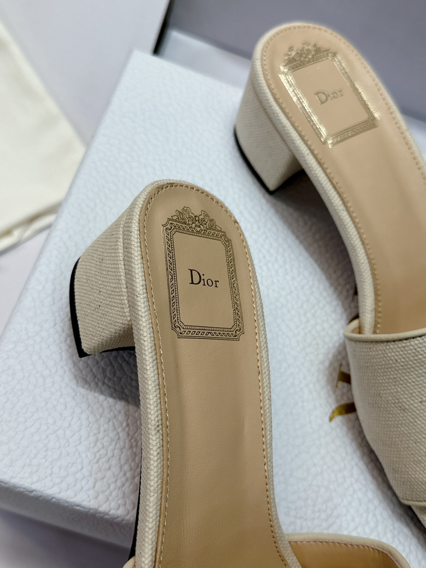 (配全套飞机盒) 迪奥 Dior 2026早春新款Medaillon一字拖女鞋 CD字母logo立体刺绣粗跟圆头露趾凉拖