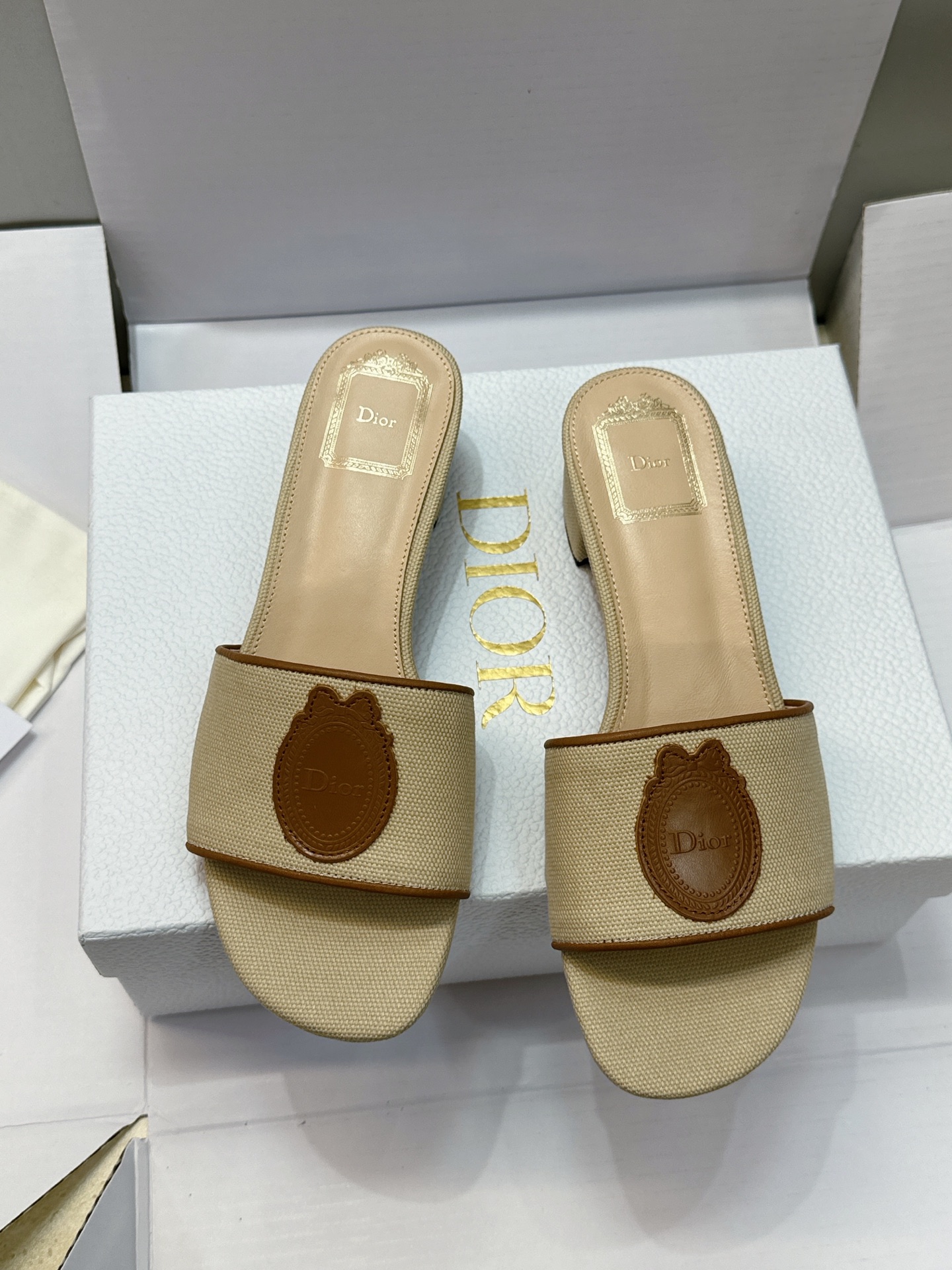(配全套飞机盒) 迪奥 Dior 2026早春新款Medaillon一字拖女鞋 CD字母logo立体刺绣粗跟圆头露趾凉拖 (配全套飞机盒) 迪奥 Dior 2026早春新款Medaillon一字拖女鞋 CD字母logo立体刺绣粗跟圆头露趾凉拖