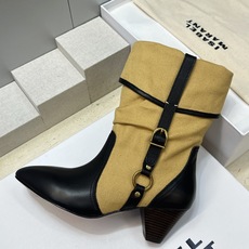 ISABEL MARANT 2026秋冬新款时尚拼色高跟尖头女短靴 伊莎贝尔字母logo五金扣一脚蹬机车马丁靴 材质:鞋 ISABEL MARANT 2026秋冬新款时尚拼色高跟尖头女短靴 伊莎贝尔字母logo五金扣一脚蹬机车马丁靴 材质:鞋