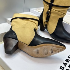 ISABEL MARANT 2026秋冬新款时尚拼色高跟尖头女短靴 伊莎贝尔字母logo五金扣一脚蹬机车马丁靴 材质:鞋 ISABEL MARANT 2026秋冬新款时尚拼色高跟尖头女短靴 伊莎贝尔字母logo五金扣一脚蹬机车马丁靴 材质:鞋