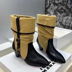 ISABEL MARANT 2026秋冬新款时尚拼色高跟尖头女短靴 伊莎贝尔字母logo五金扣一脚蹬机车马丁靴 材质:鞋 ISABEL MARANT 2026秋冬新款时尚拼色高跟尖头女短靴 伊莎贝尔字母logo五金扣一脚蹬机车马丁靴 材质:鞋