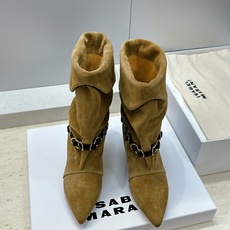 ISABEL MARANT 2026秋冬新款时尚拼色低跟尖头两穿中筒女靴 伊莎贝尔字母logo五金扣一脚蹬机车马丁靴 材 ISABEL MARANT 2026秋冬新款时尚拼色低跟尖头两穿中筒女靴 伊莎贝尔字母logo五金扣一脚蹬机车马丁靴 材