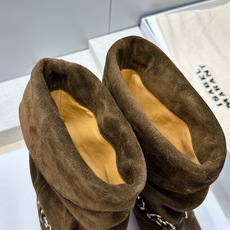 ISABEL MARANT 2026秋冬新款时尚拼色低跟尖头两穿中筒女靴 伊莎贝尔字母logo五金扣一脚蹬机车马丁靴 材 ISABEL MARANT 2026秋冬新款时尚拼色低跟尖头两穿中筒女靴 伊莎贝尔字母logo五金扣一脚蹬机车马丁靴 材