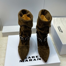 ISABEL MARANT 2026秋冬新款时尚拼色低跟尖头两穿中筒女靴 伊莎贝尔字母logo五金扣一脚蹬机车马丁靴 材 ISABEL MARANT 2026秋冬新款时尚拼色低跟尖头两穿中筒女靴 伊莎贝尔字母logo五金扣一脚蹬机车马丁靴 材