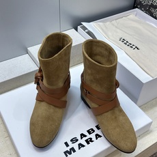ISABEL MARANT 2026秋冬新款时尚绑带流苏女短靴 伊莎贝尔字母logo低跟圆头一脚蹬拼色机车骑士军靴 材质 ISABEL MARANT 2026秋冬新款时尚绑带流苏女短靴 伊莎贝尔字母logo低跟圆头一脚蹬拼色机车骑士军靴 材质