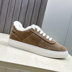 BRUNELLO CUCINELLI 2026秋冬新款拼色系带羊羔毛女鞋 BC字母logo平底圆头休闲运动滑板跑鞋 材 BRUNELLO CUCINELLI 2026秋冬新款拼色系带羊羔毛女鞋 BC字母logo平底圆头休闲运动滑板跑鞋 材