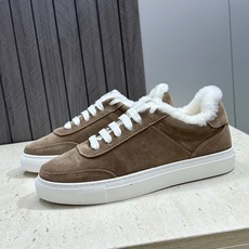 BRUNELLO CUCINELLI 2026秋冬新款拼色系带羊羔毛女鞋 BC字母logo平底圆头休闲运动滑板跑鞋 材 BRUNELLO CUCINELLI 2026秋冬新款拼色系带羊羔毛女鞋 BC字母logo平底圆头休闲运动滑板跑鞋 材