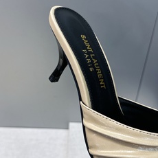 SAINT LAURENT PARIS 圣罗兰2026春夏新款中跟女鞋 YSL字母logo五金扣明星同款细根尖头一字拖 SAINT LAURENT PARIS 圣罗兰2026春夏新款中跟女鞋 YSL字母logo五金扣明星同款细根尖头一字拖