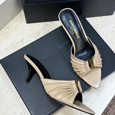 SAINT LAURENT PARIS 圣罗兰2026春夏新款中跟女鞋 YSL字母logo五金扣明星同款细根尖头一字拖 SAINT LAURENT PARIS 圣罗兰2026春夏新款中跟女鞋 YSL字母logo五金扣明星同款细根尖头一字拖