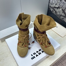 ISABEL MARANT 2026秋冬新款时尚串珠绑带流苏女短靴 伊莎贝尔字母logo五金皮带扣平底圆头一脚蹬拼色机车 ISABEL MARANT 2026秋冬新款时尚串珠绑带流苏女短靴 伊莎贝尔字母logo五金皮带扣平底圆头一脚蹬拼色机车