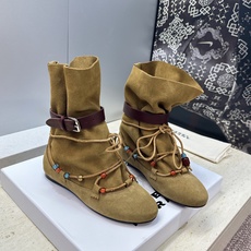 ISABEL MARANT 2026秋冬新款时尚串珠绑带流苏女短靴 伊莎贝尔字母logo五金皮带扣平底圆头一脚蹬拼色机车 ISABEL MARANT 2026秋冬新款时尚串珠绑带流苏女短靴 伊莎贝尔字母logo五金皮带扣平底圆头一脚蹬拼色机车