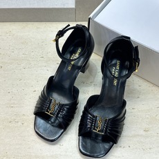 SAINT LAURENT PARIS 圣罗兰2026春夏新款中跟女鞋 YSL字母logo五金扣粗跟圆头露趾后包凉鞋 SAINT LAURENT PARIS 圣罗兰2026春夏新款中跟女鞋 YSL字母logo五金扣粗跟圆头露趾后包凉鞋