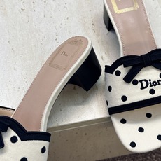 粗跟迪奥 Dior 2026春夏新款Romance 蝴蝶结波点拼色一字拖女鞋 CD字母logo立体刺绣粗跟圆头露趾凉拖鞋 粗跟迪奥 Dior 2026春夏新款Romance 蝴蝶结波点拼色一字拖女鞋 CD字母logo立体刺绣粗跟圆头露趾凉拖鞋