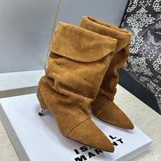 ISABEL MARANT 2026秋冬新款时尚低跟尖头两穿中筒女靴 伊莎贝尔字母logo一脚蹬机车马丁靴 材质:鞋面进 ISABEL MARANT 2026秋冬新款时尚低跟尖头两穿中筒女靴 伊莎贝尔字母logo一脚蹬机车马丁靴 材质:鞋面进