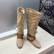 ISABEL MARANT 2026秋冬新款时尚绑带流苏高筒及膝女长靴 伊莎贝尔字母logo低跟圆头一脚蹬拼色机车骑士军 ISABEL MARANT 2026秋冬新款时尚绑带流苏高筒及膝女长靴 伊莎贝尔字母logo低跟圆头一脚蹬拼色机车骑士军