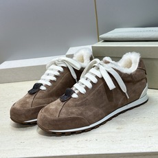 BRUNELLO CUCINELLI 2026秋冬新款拼色系带羊羔毛阿甘徳训女鞋 BC字母logo标志性串珠厚底圆头休闲 BRUNELLO CUCINELLI 2026秋冬新款拼色系带羊羔毛阿甘徳训女鞋 BC字母logo标志性串珠厚底圆头休闲