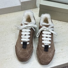 BRUNELLO CUCINELLI 2026秋冬新款拼色系带羊羔毛阿甘徳训女鞋 BC字母logo标志性串珠厚底圆头休闲 BRUNELLO CUCINELLI 2026秋冬新款拼色系带羊羔毛阿甘徳训女鞋 BC字母logo标志性串珠厚底圆头休闲
