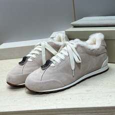 BRUNELLO CUCINELLI 2026秋冬新款拼色系带羊羔毛阿甘徳训女鞋 BC字母logo标志性串珠厚底圆头休闲 BRUNELLO CUCINELLI 2026秋冬新款拼色系带羊羔毛阿甘徳训女鞋 BC字母logo标志性串珠厚底圆头休闲