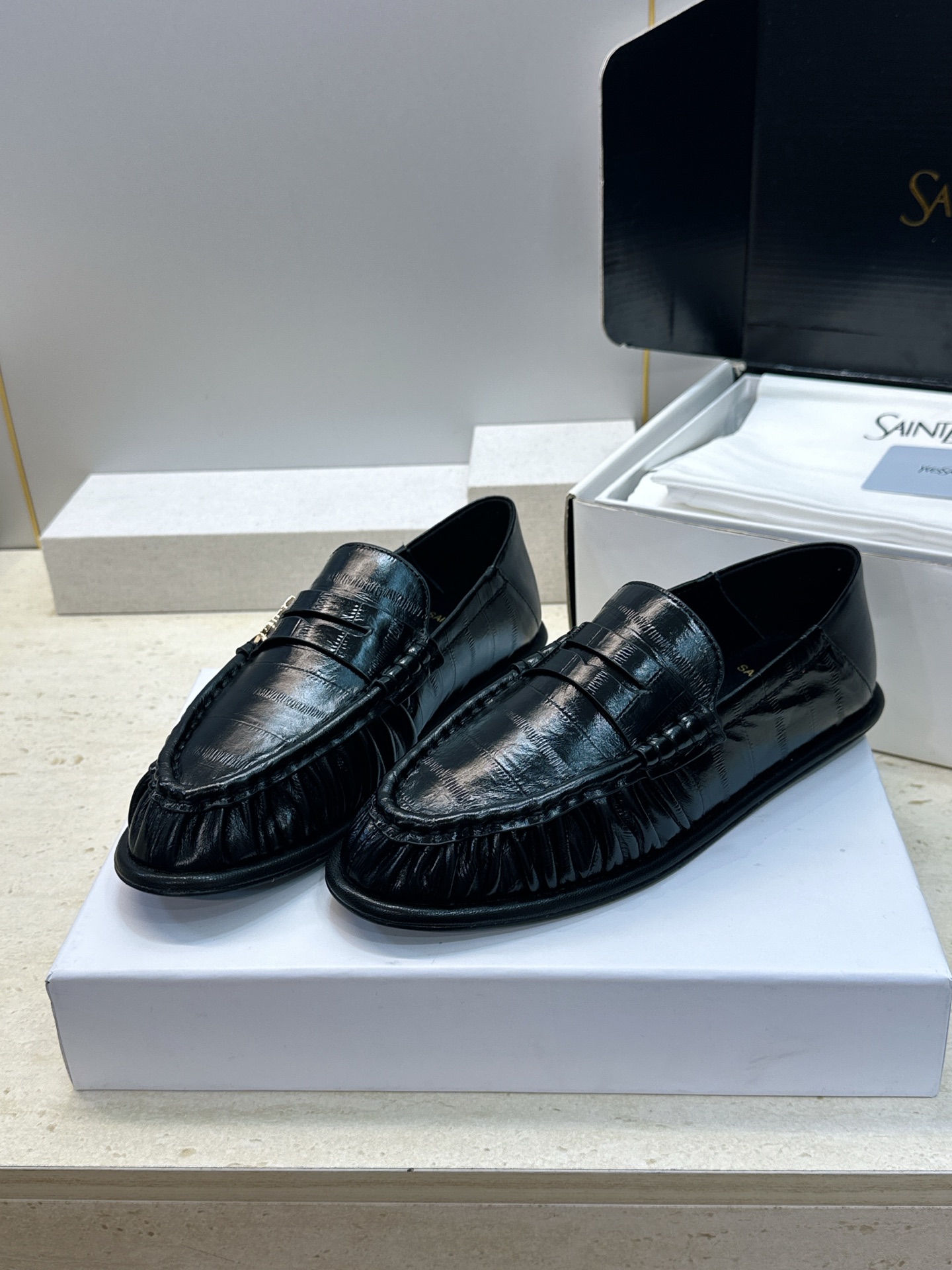 男士+20 SAINT LAURENT 2026春夏情侣新款两穿踩后跟懒人单鞋 YSL明星同款字母logo五金扣平底圆头