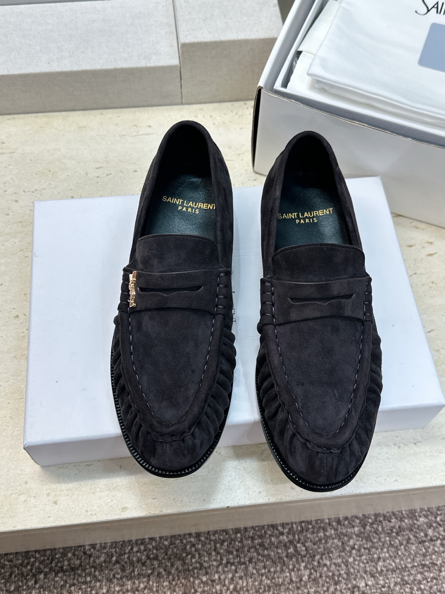 男士+20 SAINT LAURENT 2026春夏情侣新款果冻色懒人单鞋 YSL明星同款字母logo五金扣平底圆头拼色