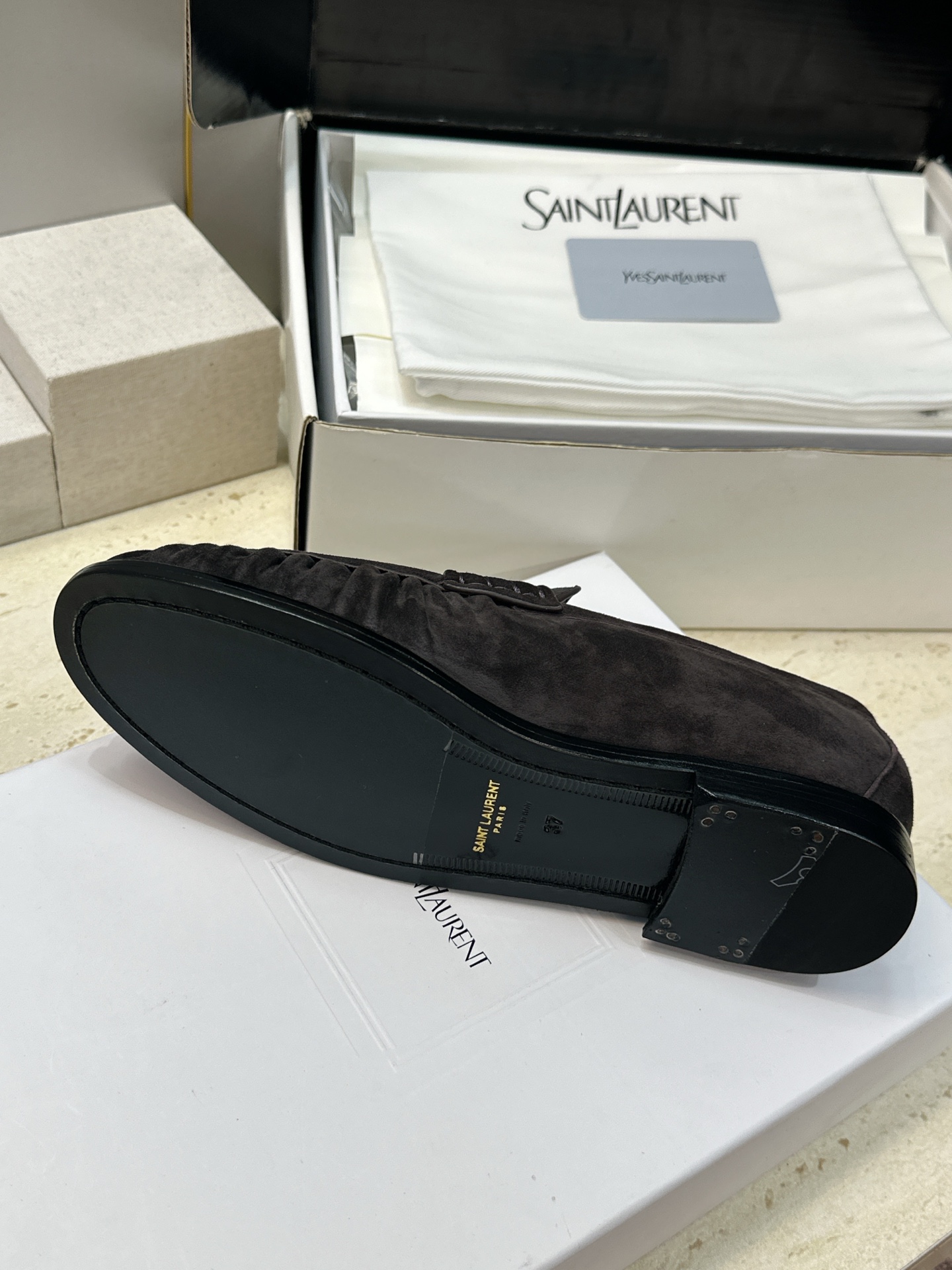 男士+20 SAINT LAURENT 2026春夏情侣新款果冻色懒人单鞋 YSL明星同款字母logo五金扣平底圆头拼色