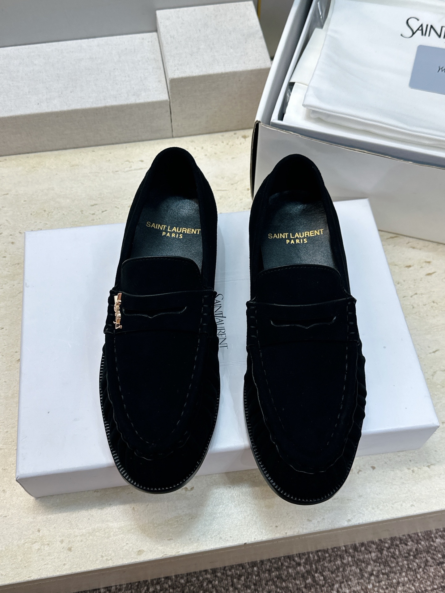 男士+20 SAINT LAURENT 2026春夏情侣新款果冻色懒人单鞋 YSL明星同款字母logo五金扣平底圆头拼色