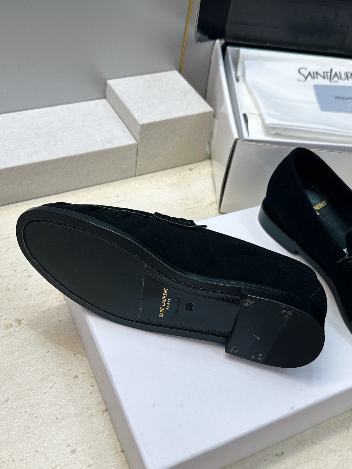 男士+20 SAINT LAURENT 2026春夏情侣新款果冻色懒人单鞋 YSL明星同款字母logo五金扣平底圆头拼色