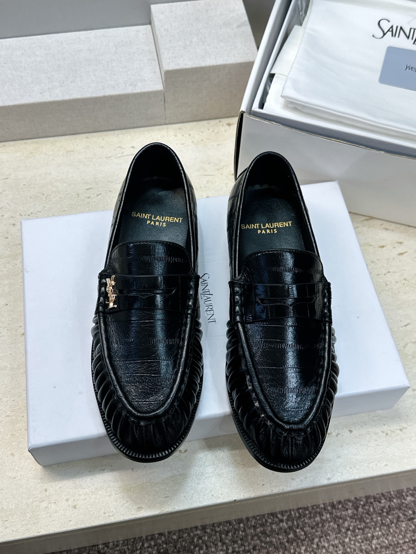 男士+20 SAINT LAURENT 2026春夏情侣新款果冻色懒人单鞋 YSL明星同款字母logo五金扣平底圆头拼色