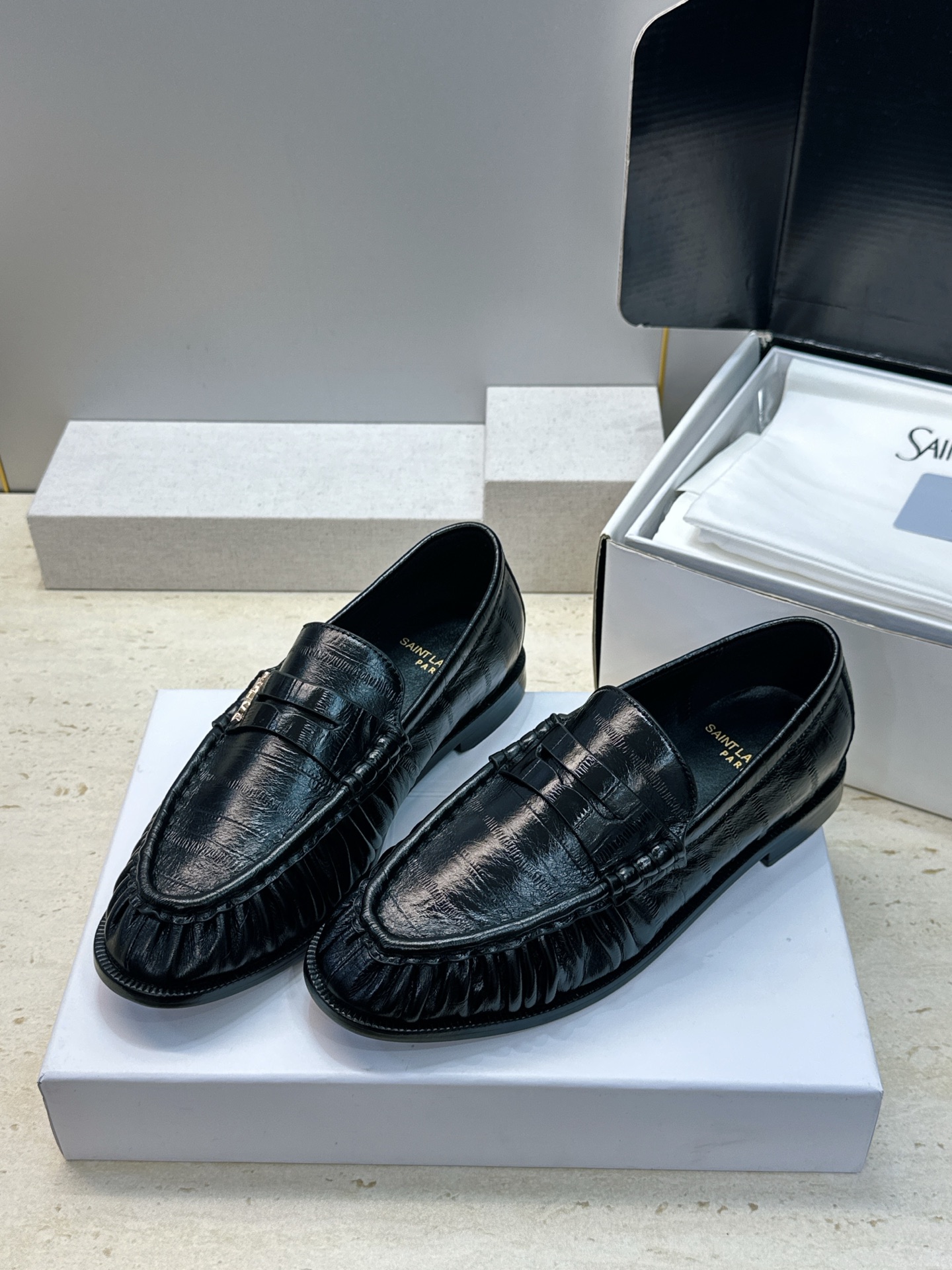 男士+20 SAINT LAURENT 2026春夏情侣新款果冻色懒人单鞋 YSL明星同款字母logo五金扣平底圆头拼色