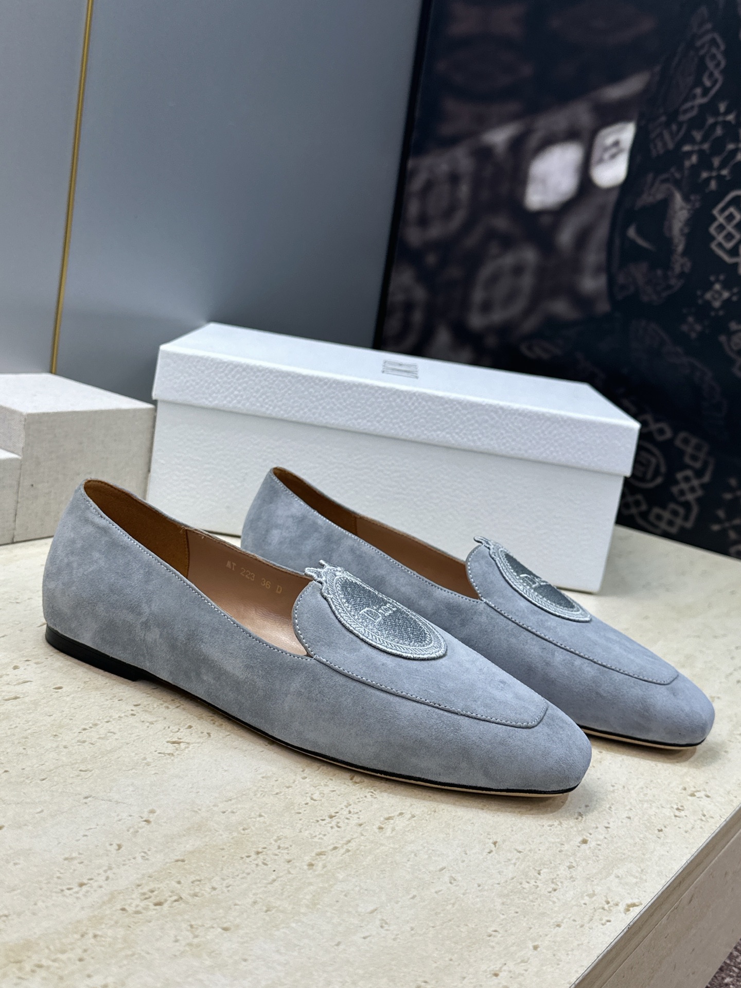 Dior Light Blue Emblem Loafers