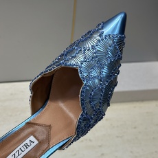 Aquazzura 2026春夏新款鱼鳞纹亮片拼色女鞋 大菠萝字母logo高跟尖头穆勒凉拖鞋 材质鞋面进口小牛皮/进口金 Aquazzura 2026春夏新款鱼鳞纹亮片拼色女鞋 大菠萝字母logo高跟尖头穆勒凉拖鞋 材质鞋面进口小牛皮/进口金