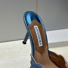 Aquazzura 2026春夏新款鱼鳞纹亮片拼色女鞋 大菠萝字母logo高跟尖头穆勒凉拖鞋 材质鞋面进口小牛皮/进口金 Aquazzura 2026春夏新款鱼鳞纹亮片拼色女鞋 大菠萝字母logo高跟尖头穆勒凉拖鞋 材质鞋面进口小牛皮/进口金