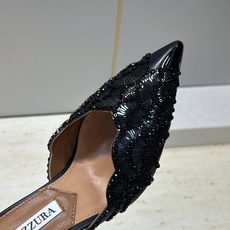 Aquazzura 2026春夏新款鱼鳞纹亮片拼色女鞋 大菠萝字母logo高跟尖头穆勒凉拖鞋 材质鞋面进口小牛皮/进口金 Aquazzura 2026春夏新款鱼鳞纹亮片拼色女鞋 大菠萝字母logo高跟尖头穆勒凉拖鞋 材质鞋面进口小牛皮/进口金