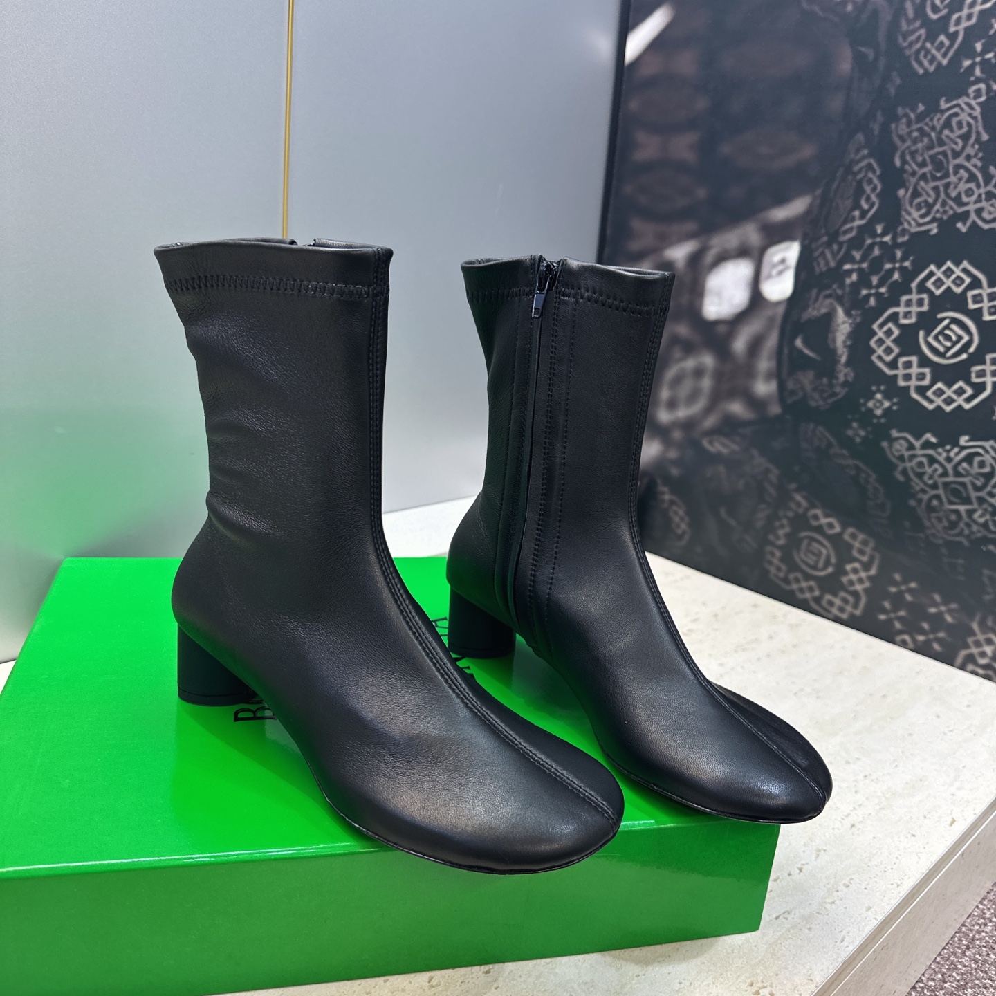 Bottega Veneta Black Side Zip Ankle Boots