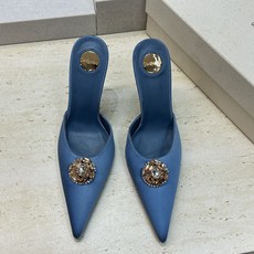 SAINT LAURENT PARIS 圣罗兰2026春夏新款高跟水钻女鞋 YSL字母logo五金扣尖头细跟穆勒凉拖鞋 SAINT LAURENT PARIS 圣罗兰2026春夏新款高跟水钻女鞋 YSL字母logo五金扣尖头细跟穆勒凉拖鞋