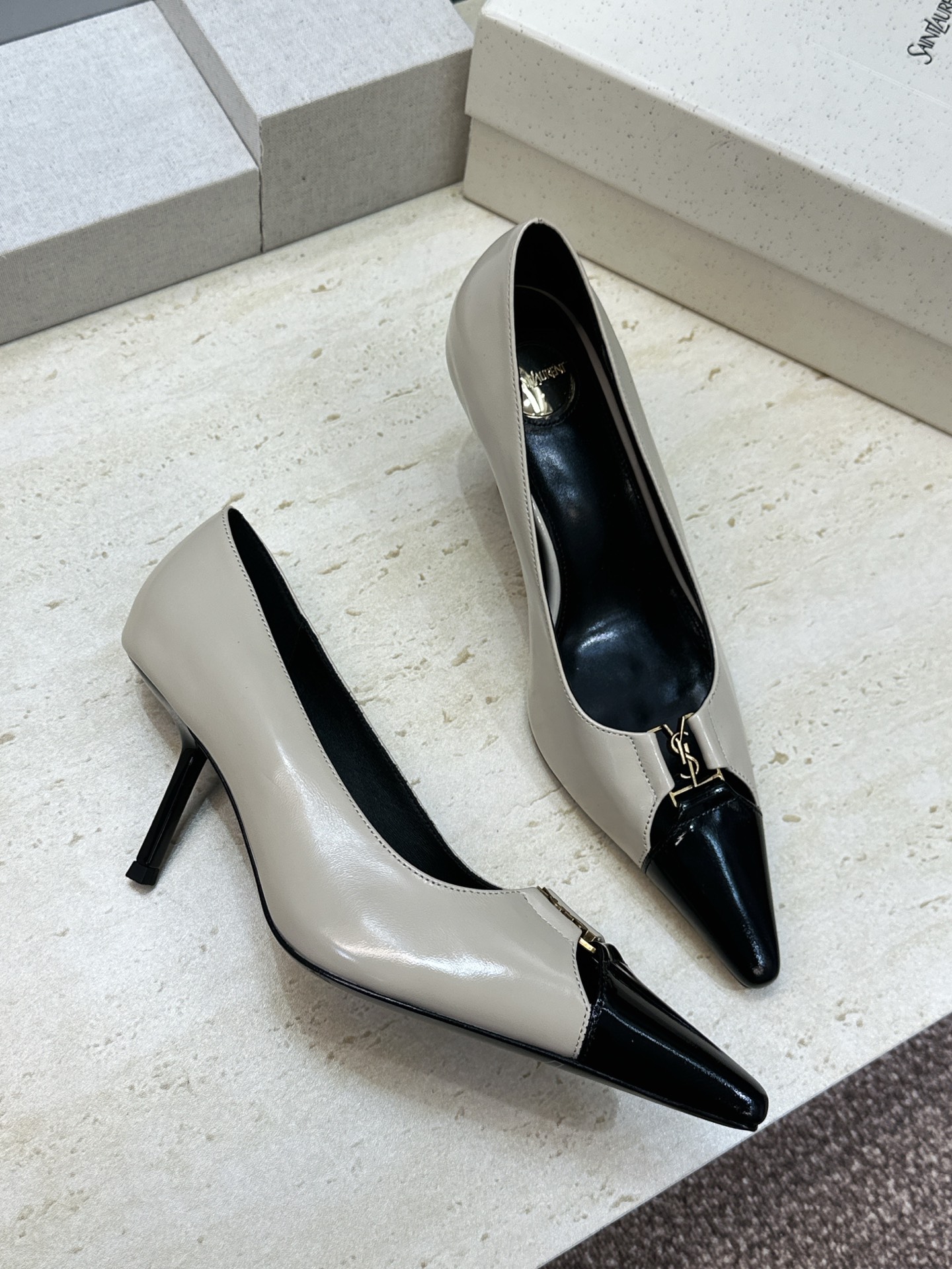 SAINT LAURENT PARIS 圣罗兰2026秋冬新款高跟女鞋  YSL字母logo五金扣明星同款细根尖头单鞋鞋