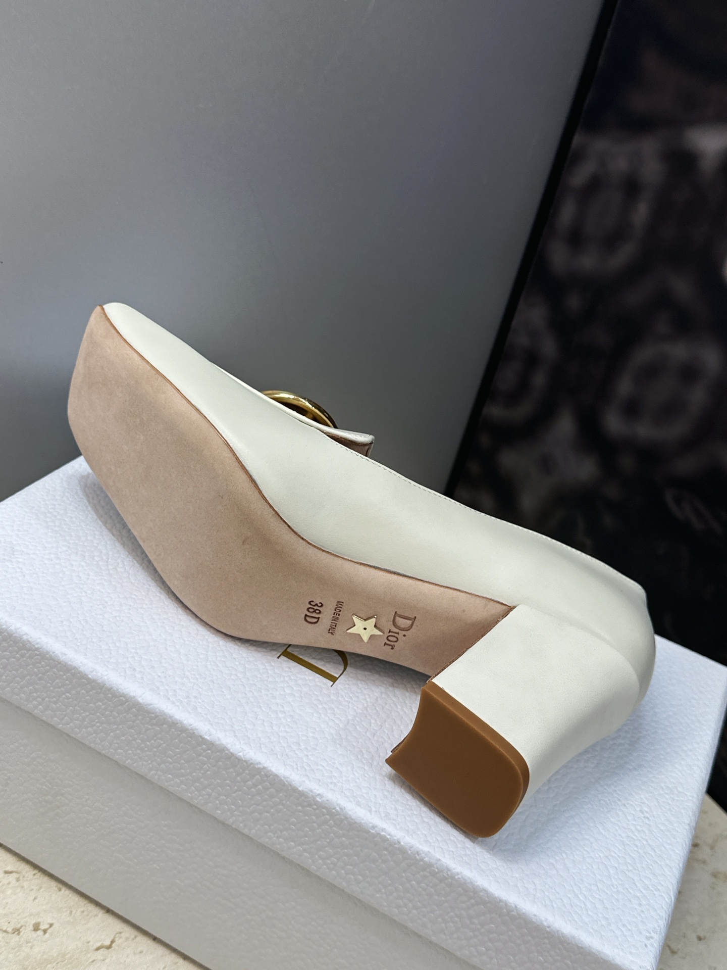 Dior 迪奥2026春夏新款 Medallion粗跟方头玛丽珍芭蕾舞娃娃女鞋 CD字母logo五金扣时尚高跟拼色休闲乐